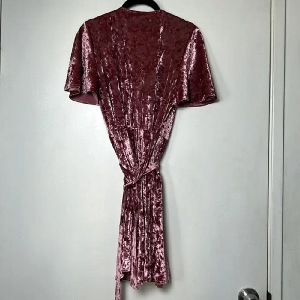 Show Me Your Mumu Andrea Crushed Velvet Wrap Dress S - Picture 9 of 11